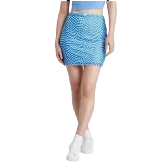 Wild Fable Blue Checkered Mini Skirt - Picture 1 of 6